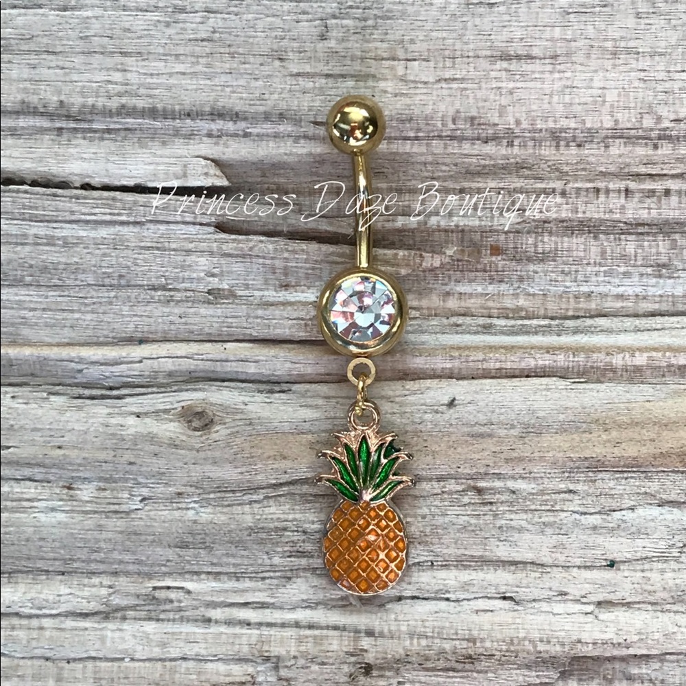 Gold Pineapple Belly Button‎ Ring